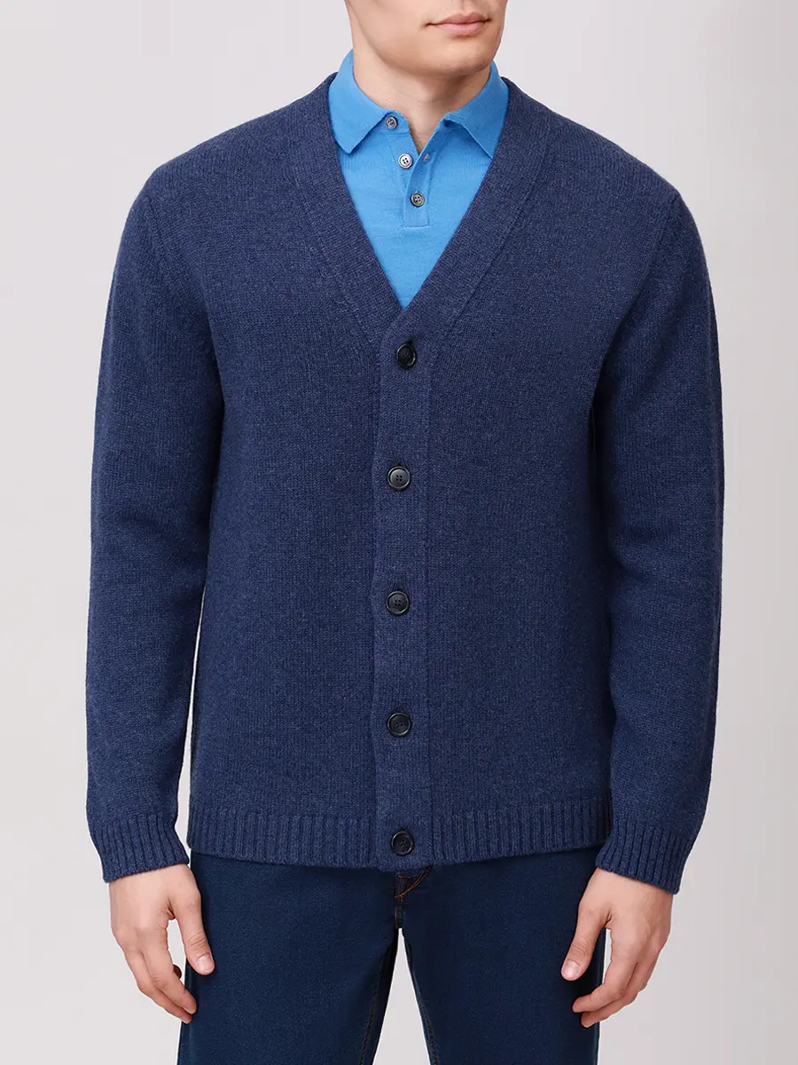 Кардиган шерстяной DANIELE FIESOLI 0191/21 DENIM Синий  Фото 4