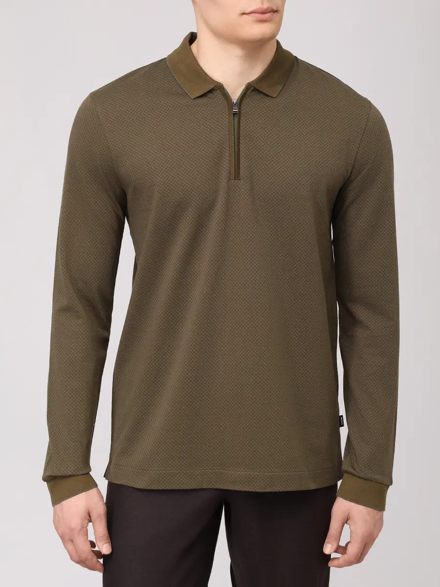 Поло хлопковое BOSS 50549583/342 Зеленый  Фото 4