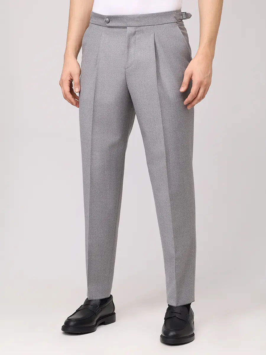 Брюки Relaxed Fit шерстяные BOSS 50551829/041 Серый  Фото 4
