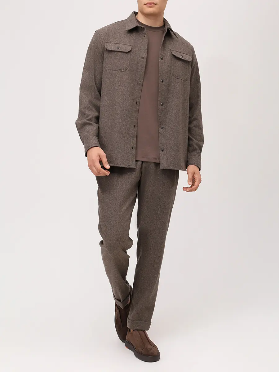 Рубашка Regular Fit шерстяная PAUL & SHARK 15313341/496 Коричневый  Фото 2