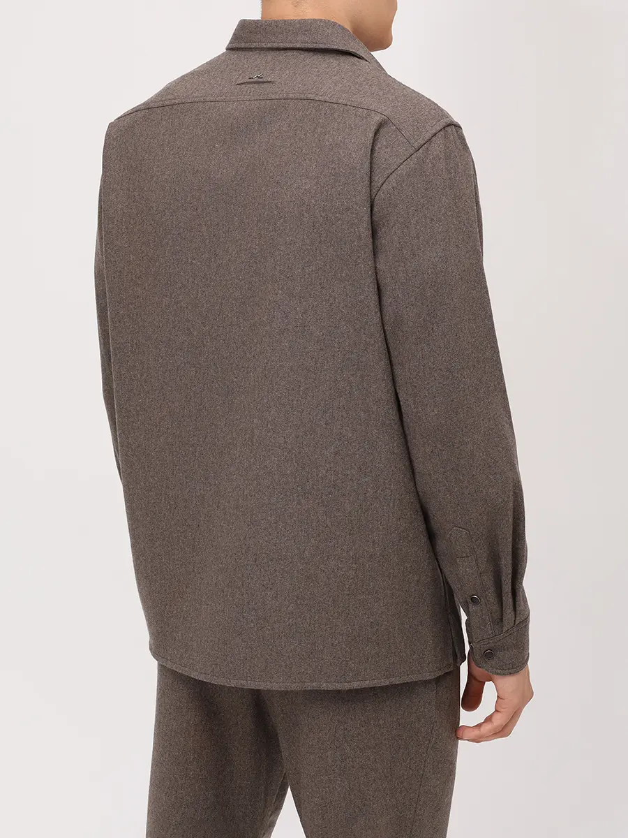 Рубашка Regular Fit шерстяная PAUL & SHARK 15313341/496 Коричневый  Фото 3