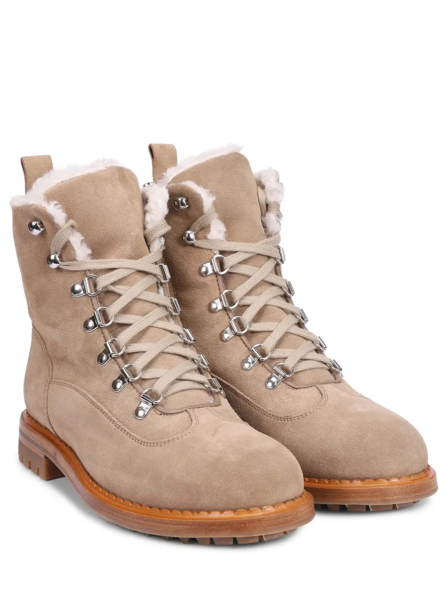 Ботинки замшевые на меху KITON D58812N0113609002 Бежевый  Фото 2