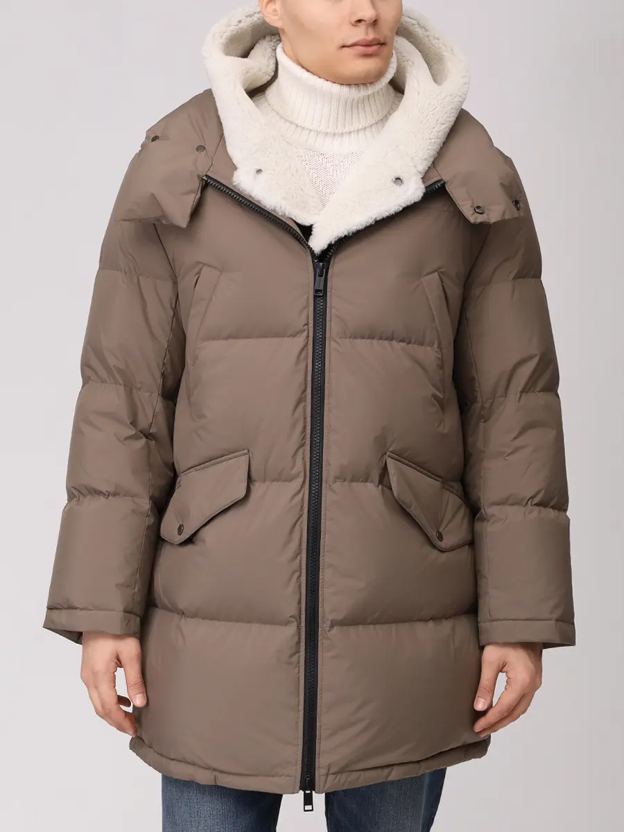 Пуховик стеганый YVES SALOMON 26W26WHM01594J17W A8185 Хаки  Фото 4