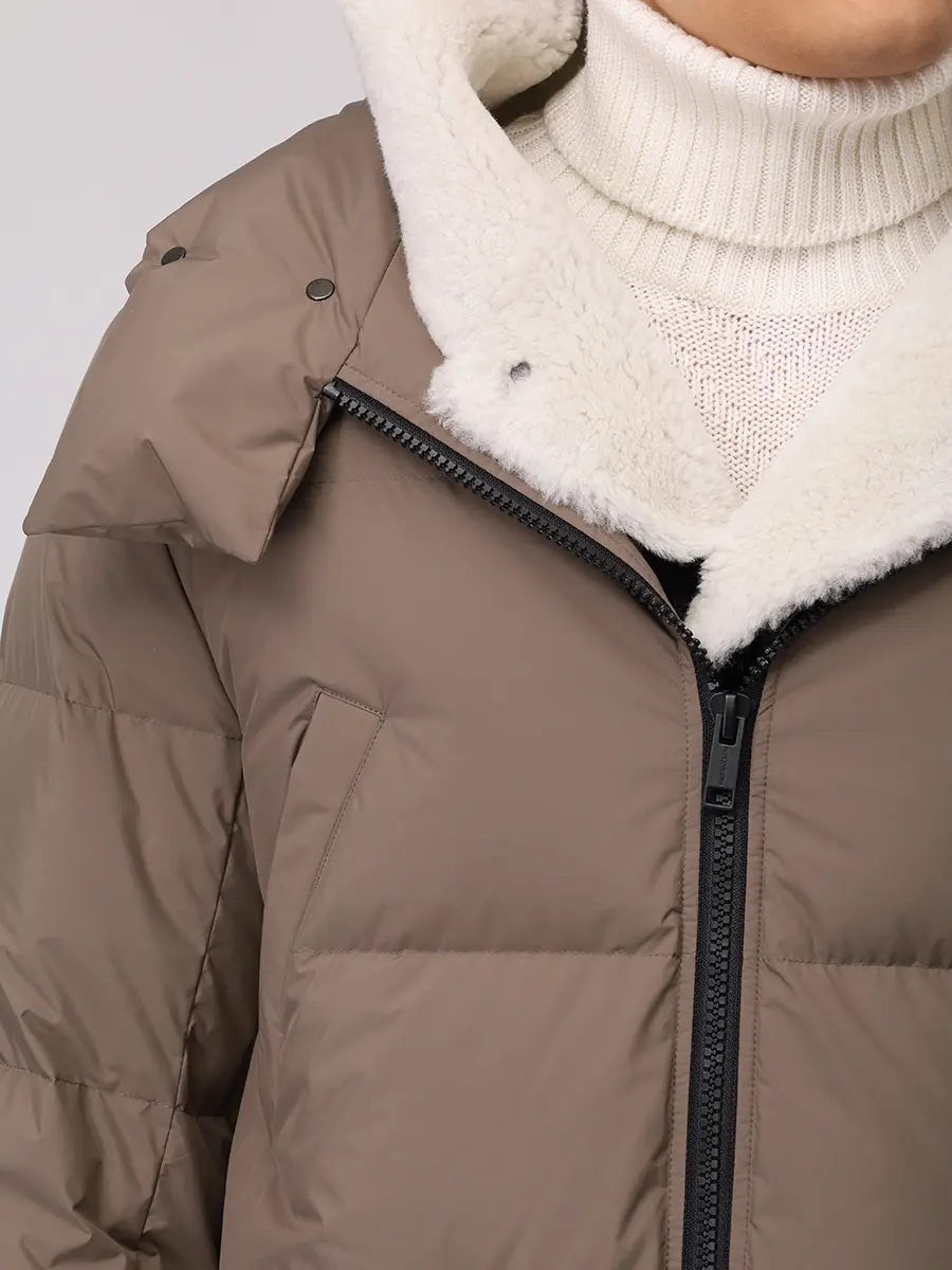 Пуховик стеганый YVES SALOMON 26W26WHM01594J17W A8185 Хаки  Фото 5