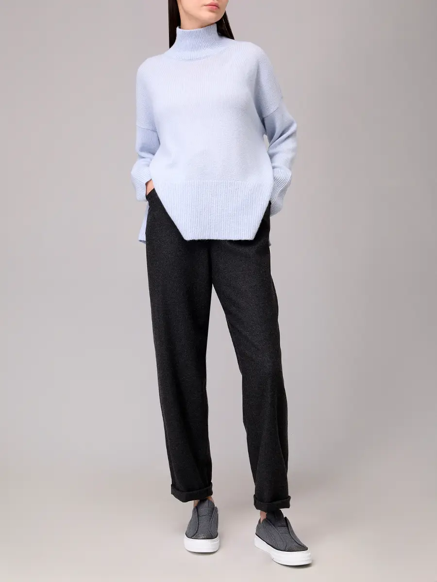 Брюки из вискозы и шерсти ANTONELLI FIRENZE N8679P-869C-915 Темно- Серый  Фото 2