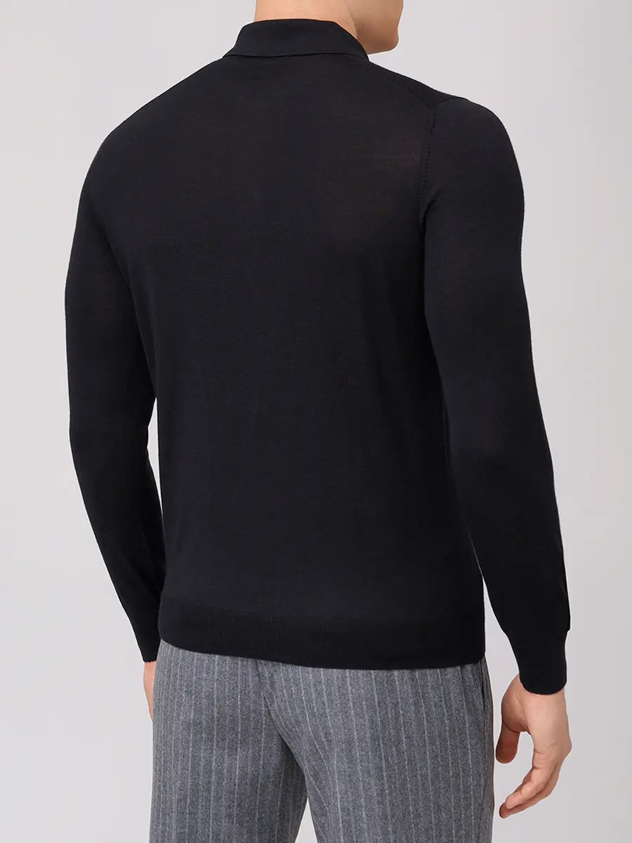 Поло из шерсти и шелка BARBA NAPOLI BU 7000/25245/1319057537/0099 Черный  Фото 3