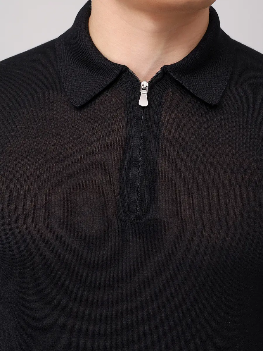 Поло из шерсти и шелка BARBA NAPOLI BU 7000/25245/1319057537/0099 Черный  Фото 5