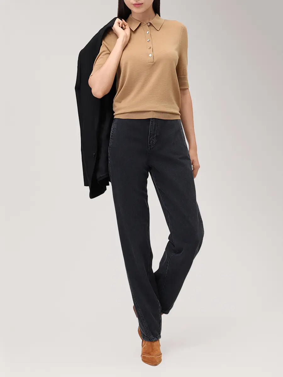 Поло шерстяное BOSS 50545015/260 Бежевый  Фото 2