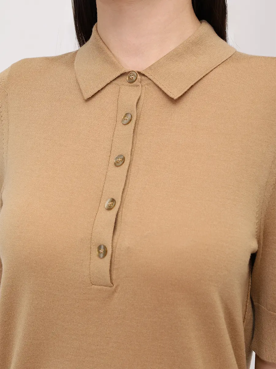 Поло шерстяное BOSS 50545015/260 Бежевый  Фото 5