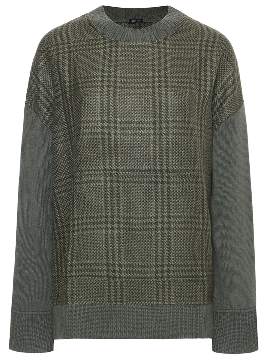 Толстовка из кашемира и шелка KITON D6075973447000 Зеленый 