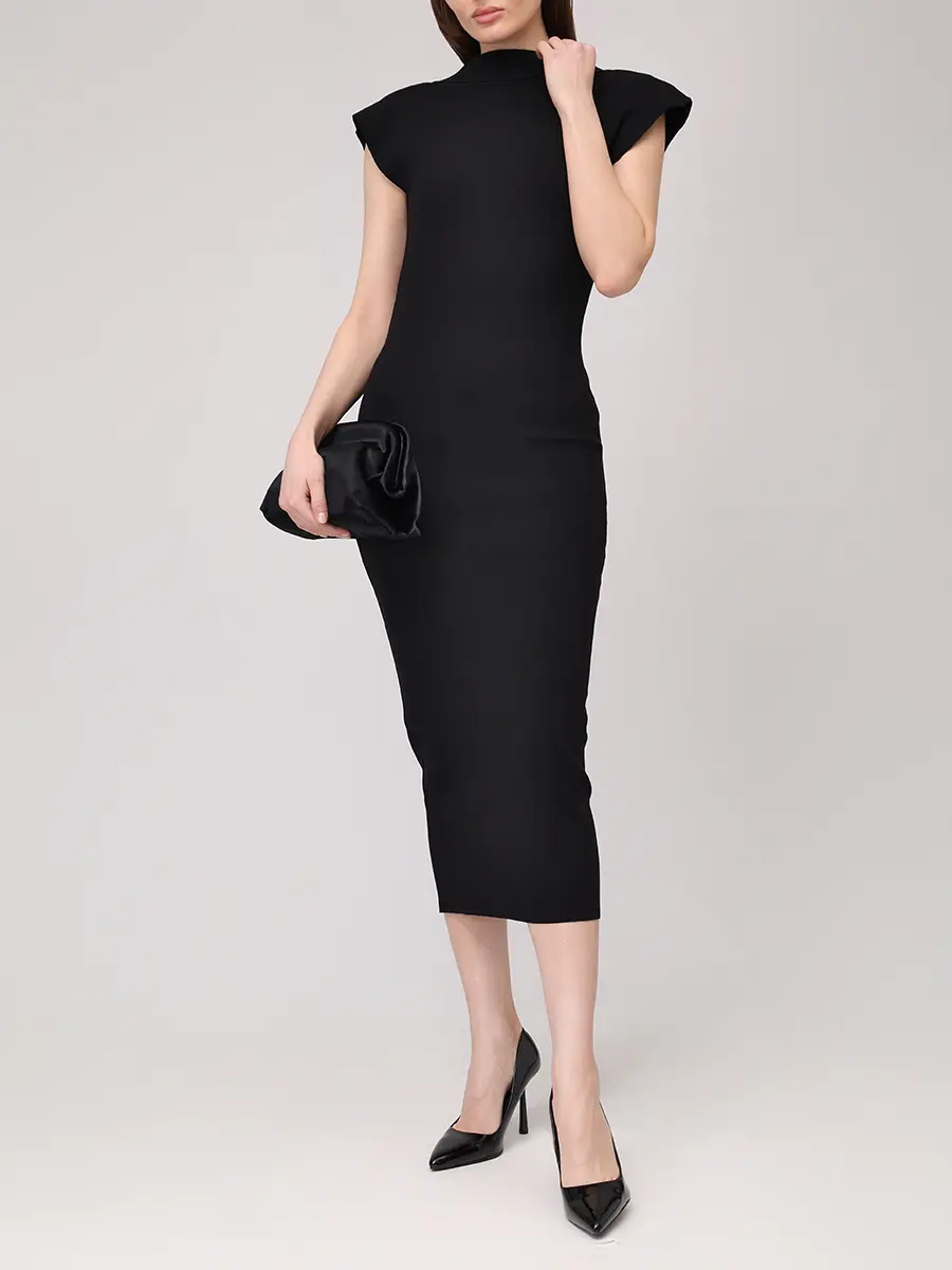 Платье из вискозы ALBERTA FERRETTI A048066000555 Черный  Фото 2