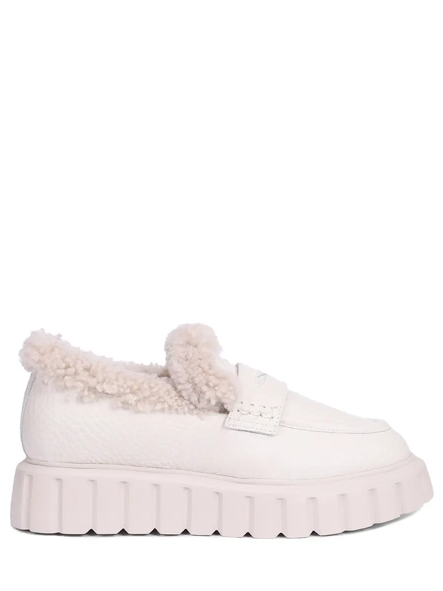 

Лоферы кожаные на меху, Кремовый, 001 2019533 01 1N30