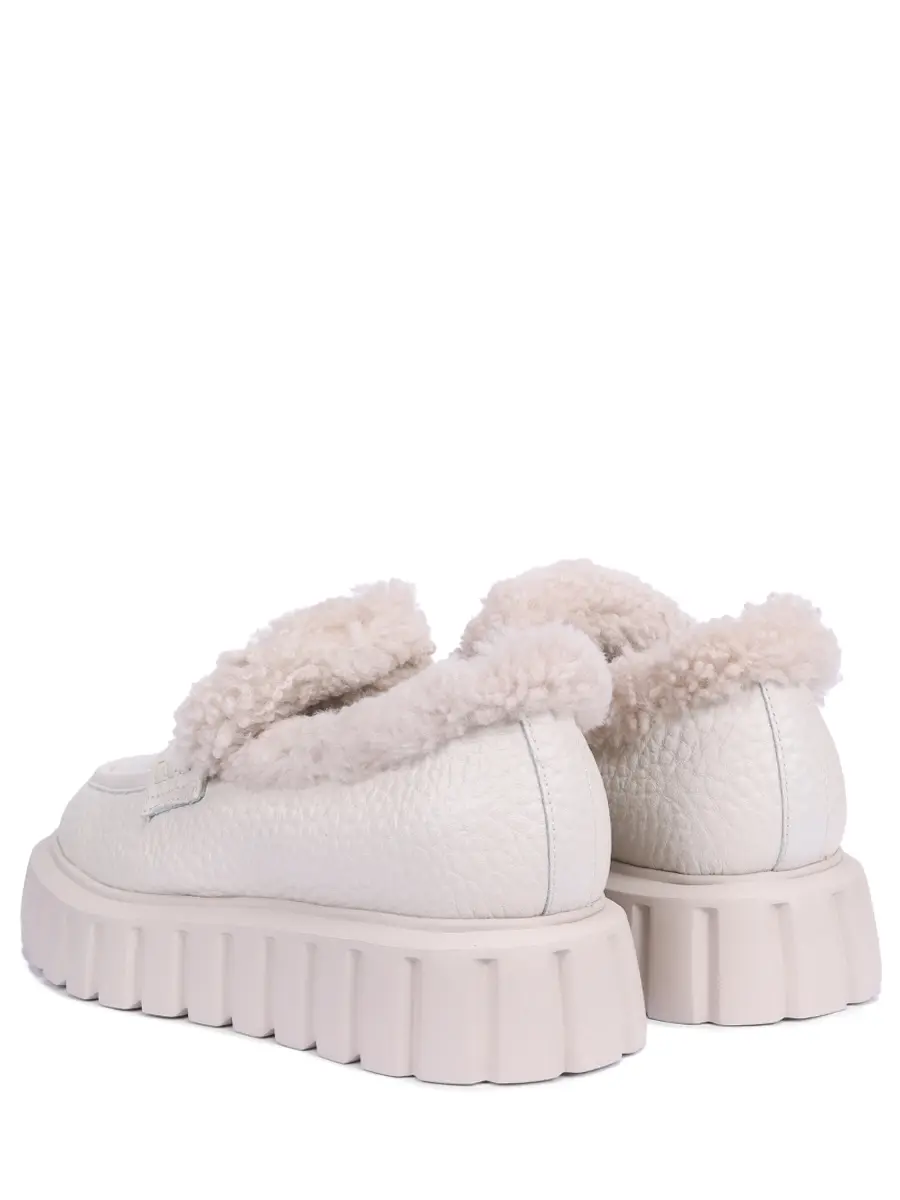 

Лоферы кожаные на меху, Кремовый, 001 2019533 01 1N30