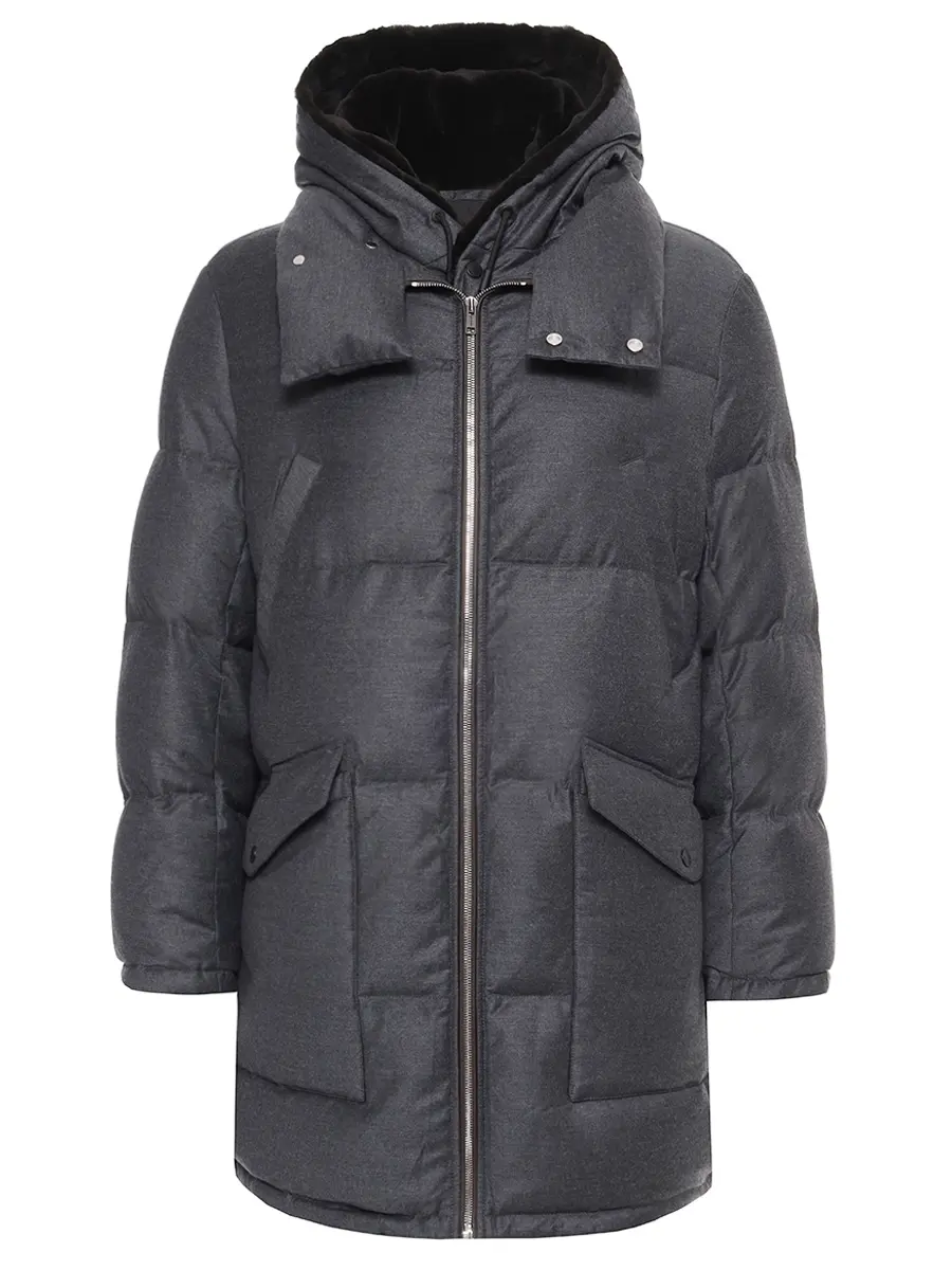 Пуховик стеганый YVES SALOMON 26W26WHM01294LSVE B0232 Серый 