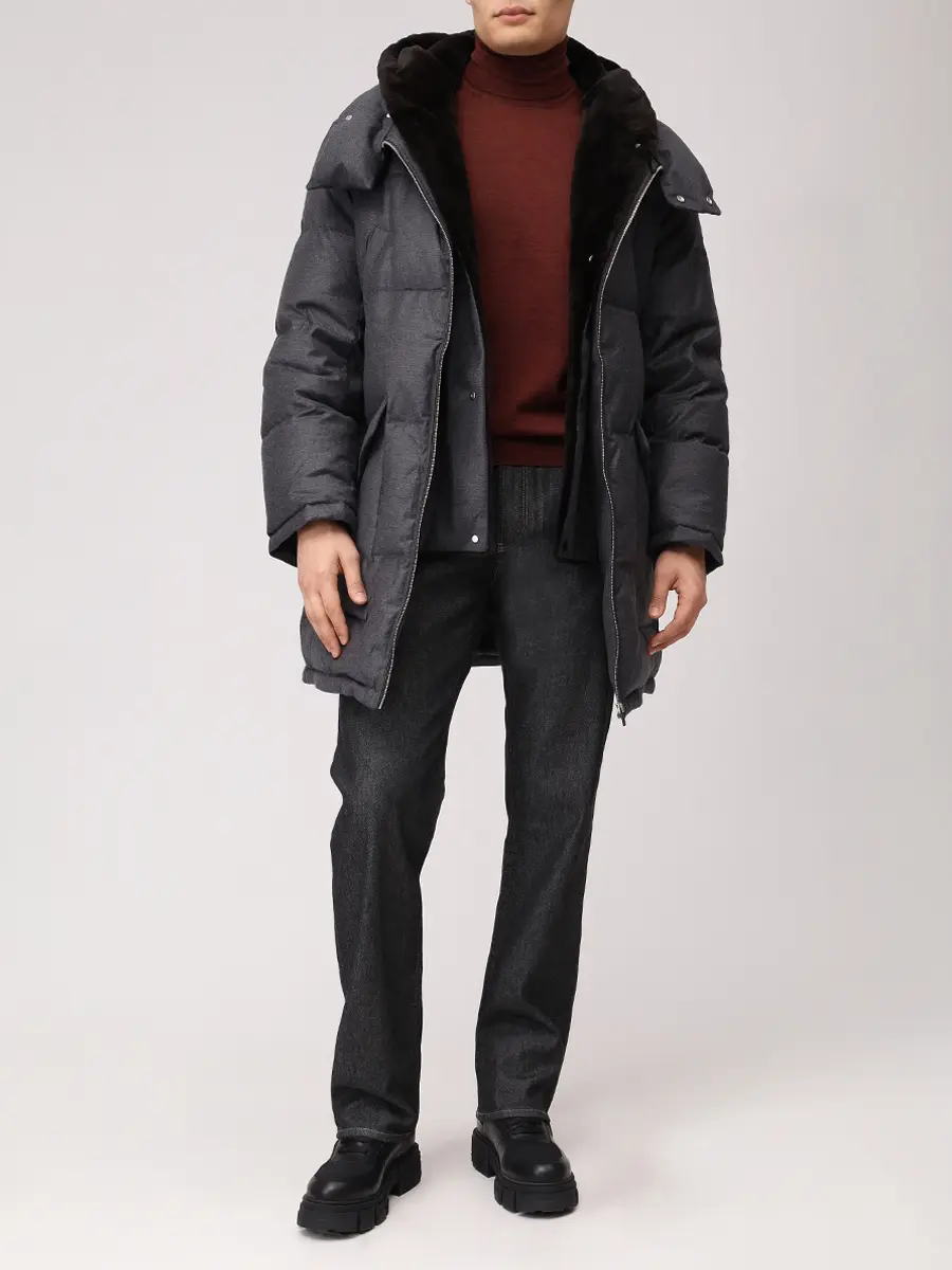 Пуховик стеганый YVES SALOMON 26W26WHM01294LSVE B0232 Серый  Фото 2