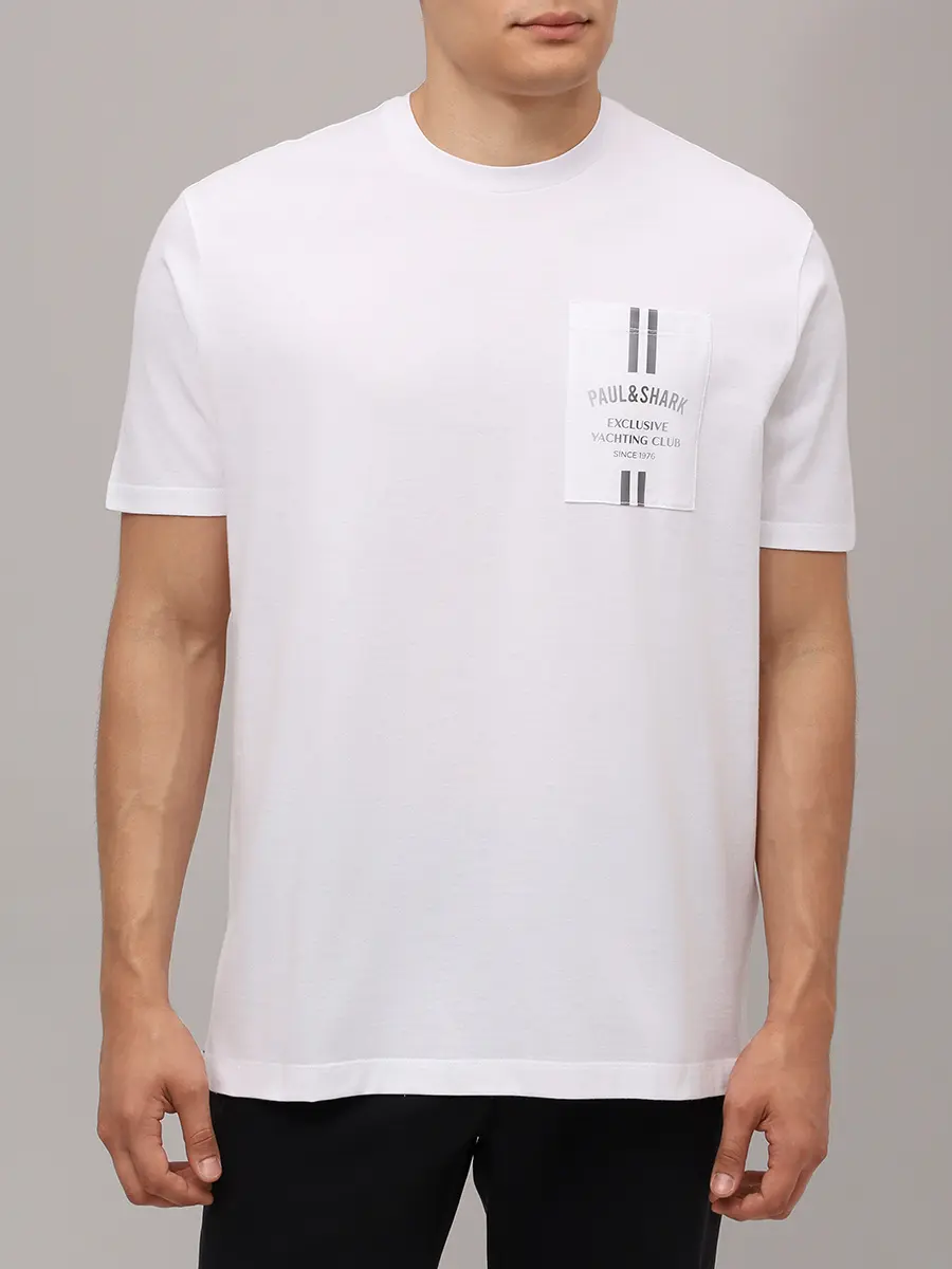 Футболка хлопковая PAUL & SHARK 15311637/965 Белый  Фото 4