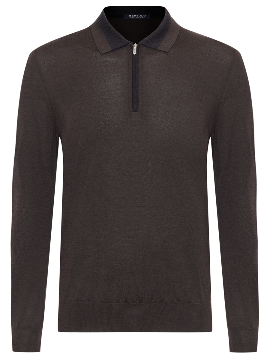 Поло из шерсти и шелка BERTOLO LUXURY MENSWEAR 902477/002517/0397 Темно- Коричневый 