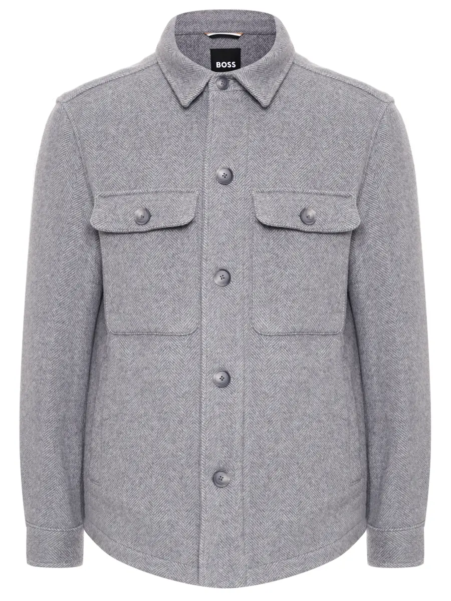 Рубашка Relaxed Fit из шерсти и лиоцелла BOSS 50551691/041 Серый 