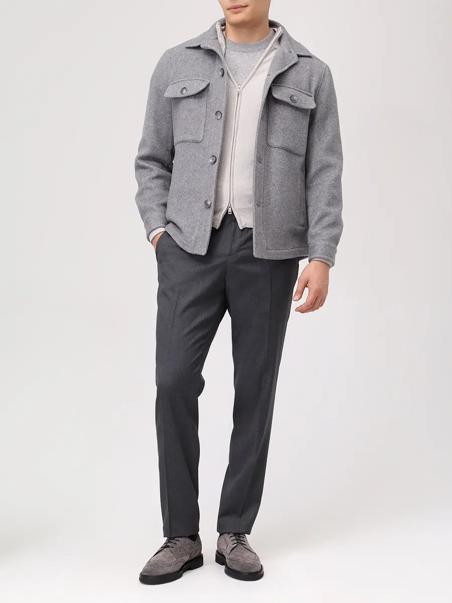 Рубашка Relaxed Fit из шерсти и лиоцелла BOSS 50551691/041 Серый  Фото 2