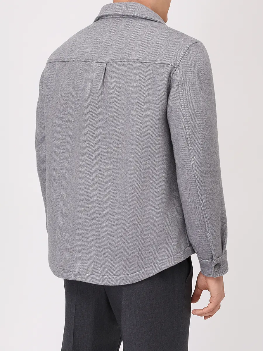 Рубашка Relaxed Fit из шерсти и лиоцелла BOSS 50551691/041 Серый  Фото 3