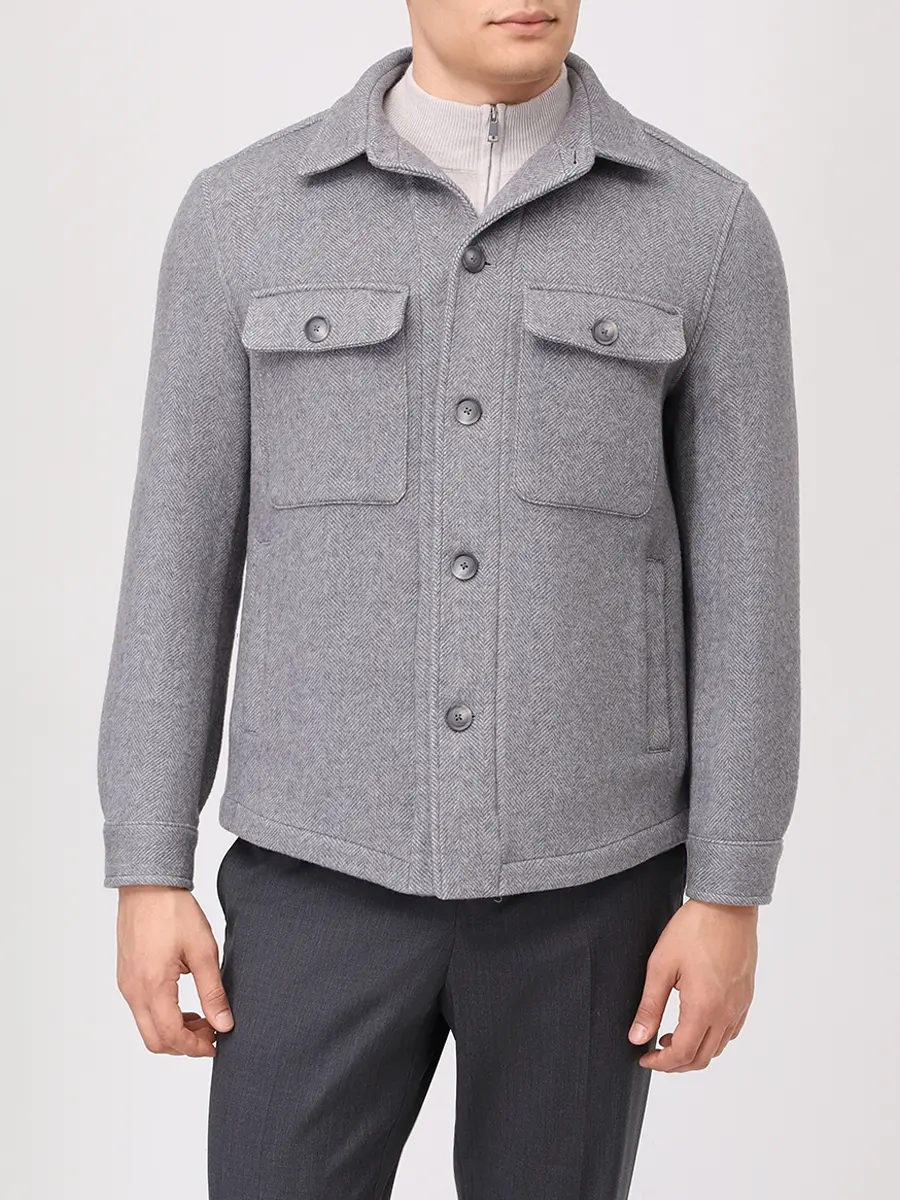 Рубашка Relaxed Fit из шерсти и лиоцелла BOSS 50551691/041 Серый  Фото 4