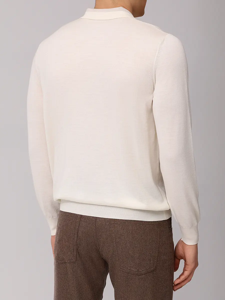 Поло из шерсти и шелка BERTOLO LUXURY MENSWEAR 902477/002517/0042 Кремовый  Фото 3