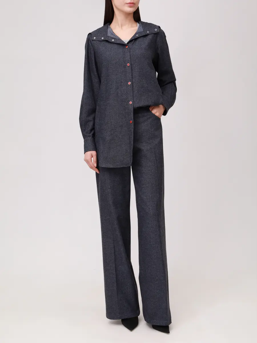 Рубашка из кашемира и хлопка KITON D54435K0128A02005 Синий  Фото 2