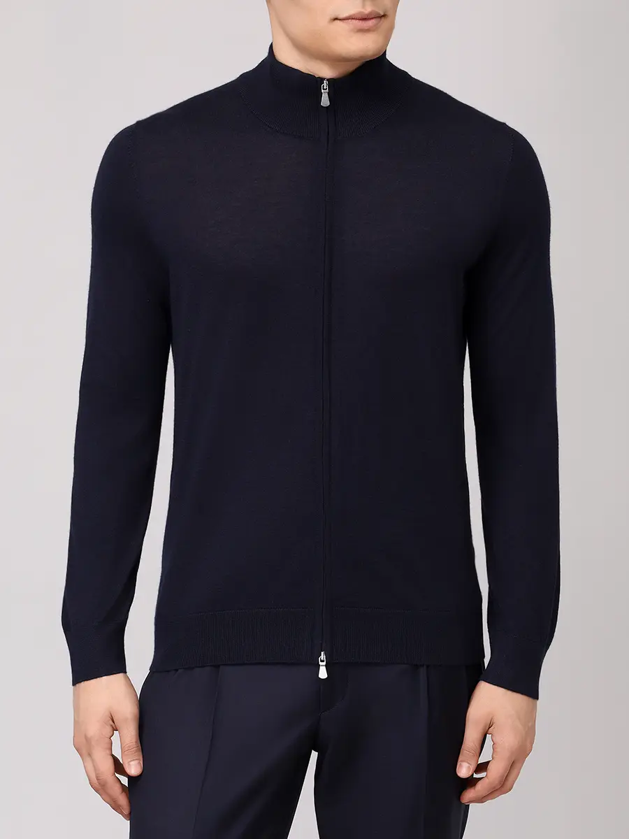 Кардиган из шерсти и шелка BARBA NAPOLI BU 7000/25252/1539043544/0598 Темно- Синий  Фото 4