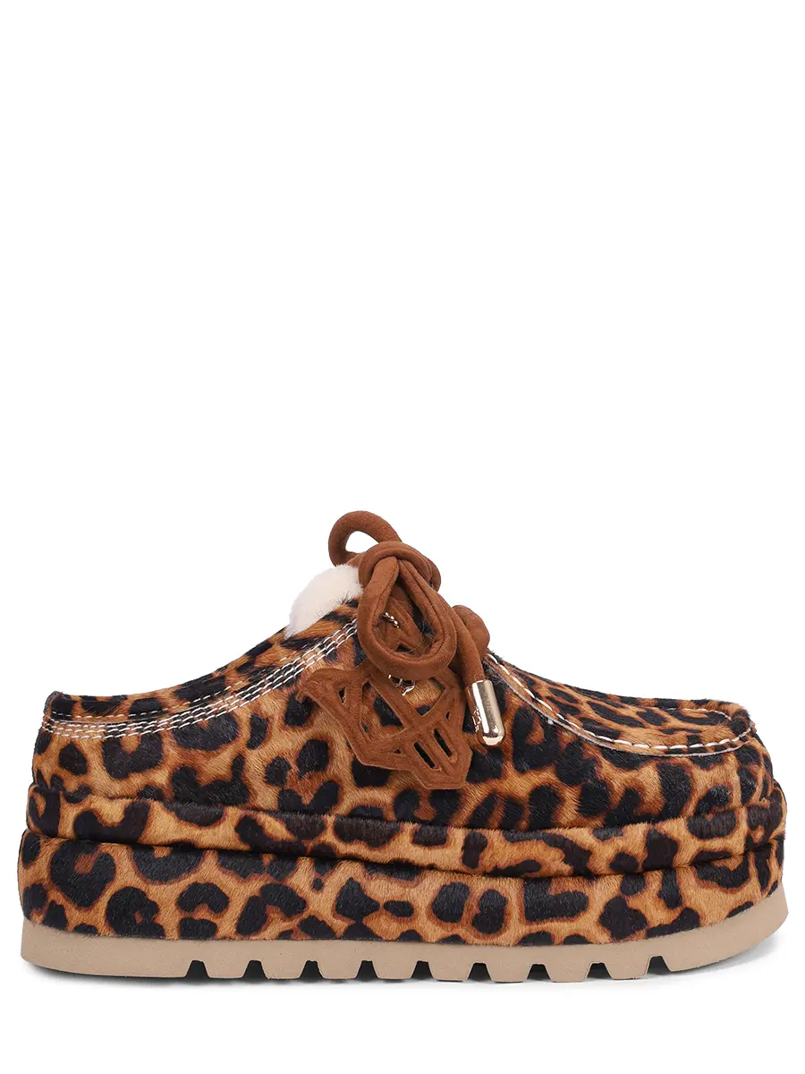 Сабо Blizzard кожаные на меху NAKED WOLFE BLIZZARD LEOPARD PONY SUEDE/SHEARLING Анималистичный принт 