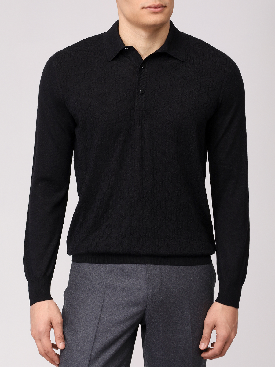 

Поло из шерсти и шелка, Черный, 902470/002512/1000