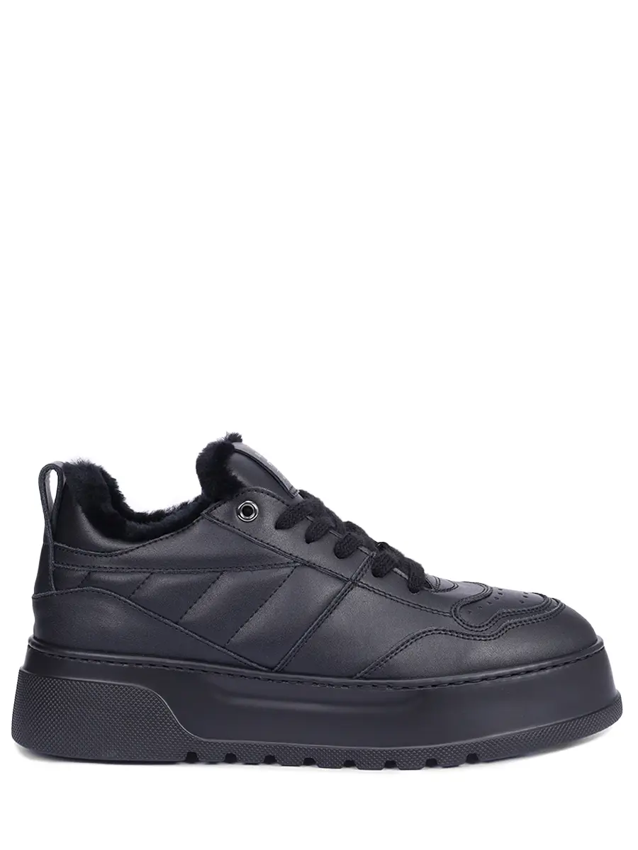 

Кеды кожаные на меху, Черный, S-400