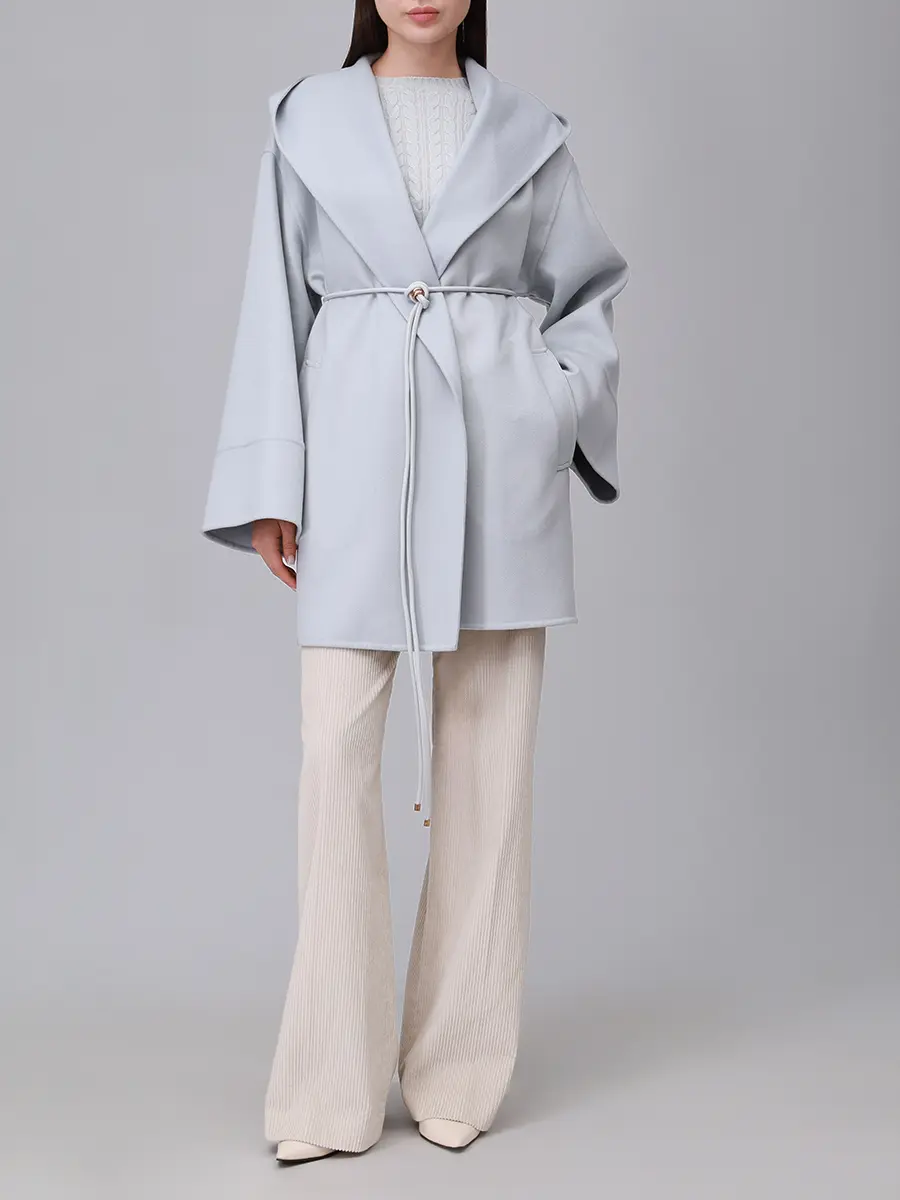 Пальто кашемировое AGNONA TH1028U-D7036U-A22 Голубой  Фото 2