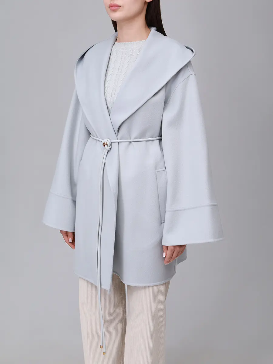 Пальто кашемировое AGNONA TH1028U-D7036U-A22 Голубой  Фото 4