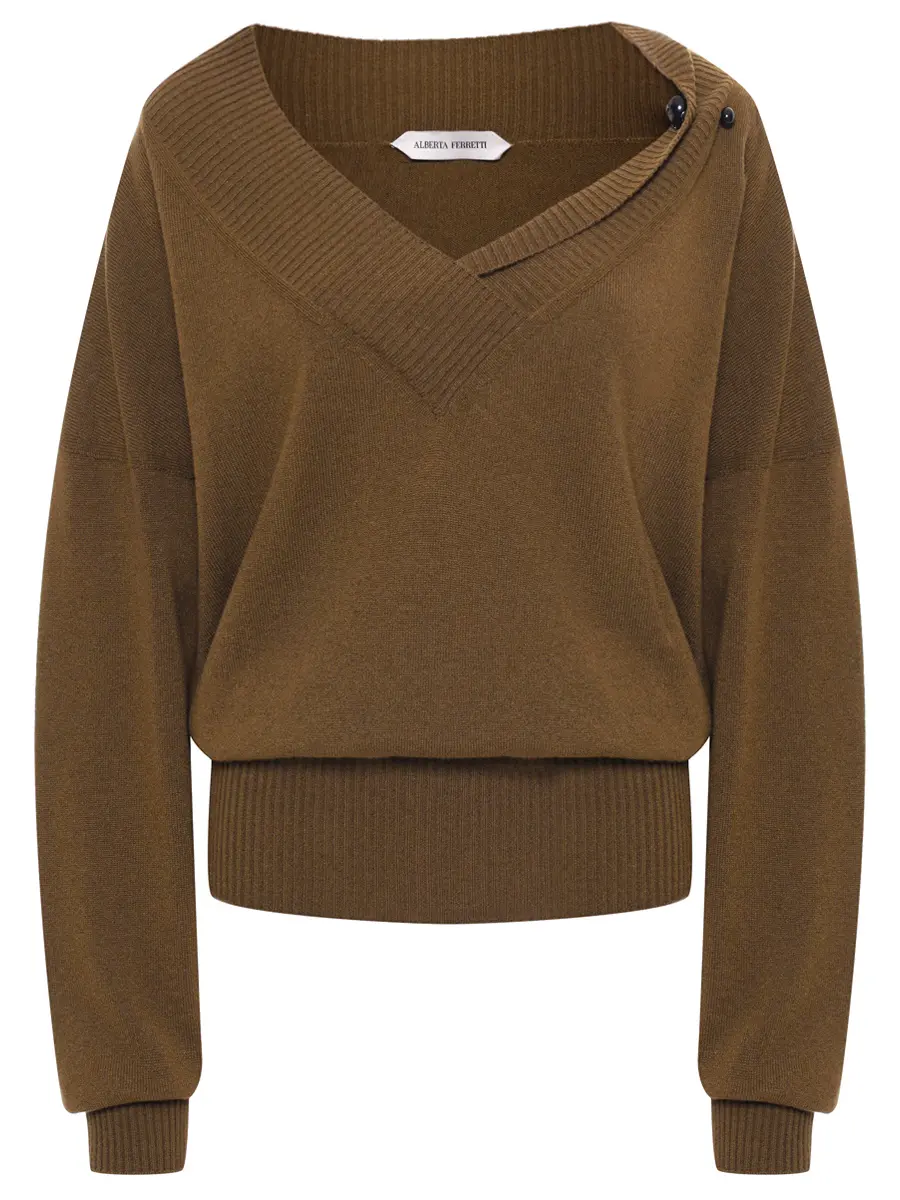 Пуловер кашемировый ALBERTA FERRETTI A090666050434 Хаки 