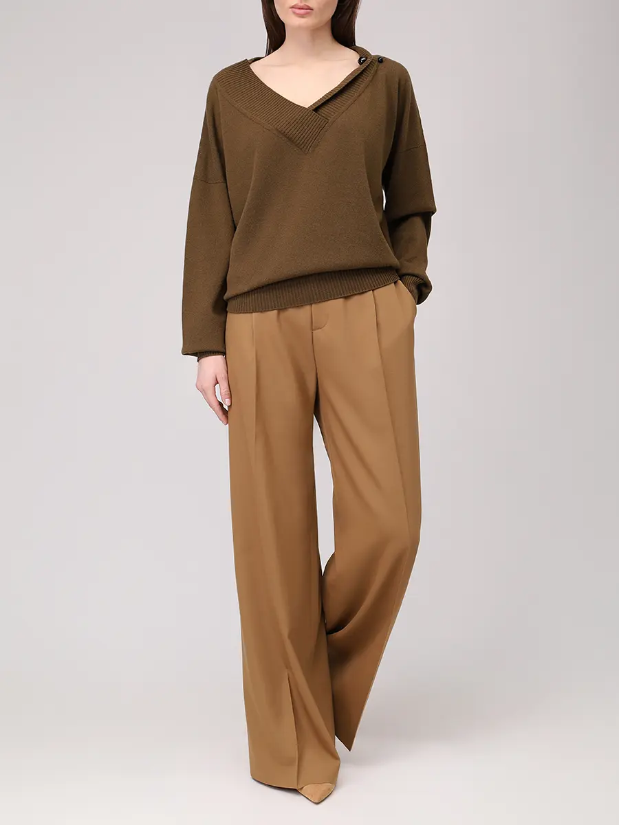 Пуловер кашемировый ALBERTA FERRETTI A090666050434 Хаки  Фото 2