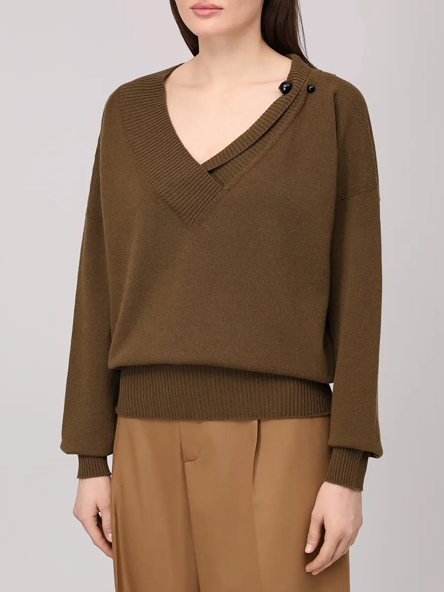 Пуловер кашемировый ALBERTA FERRETTI A090666050434 Хаки  Фото 4