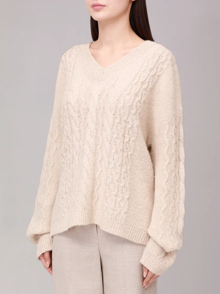 Пуловер шерстяной LORENA ANTONIAZZI I25137VM12B_2988 2280 Бежевый  Фото 4