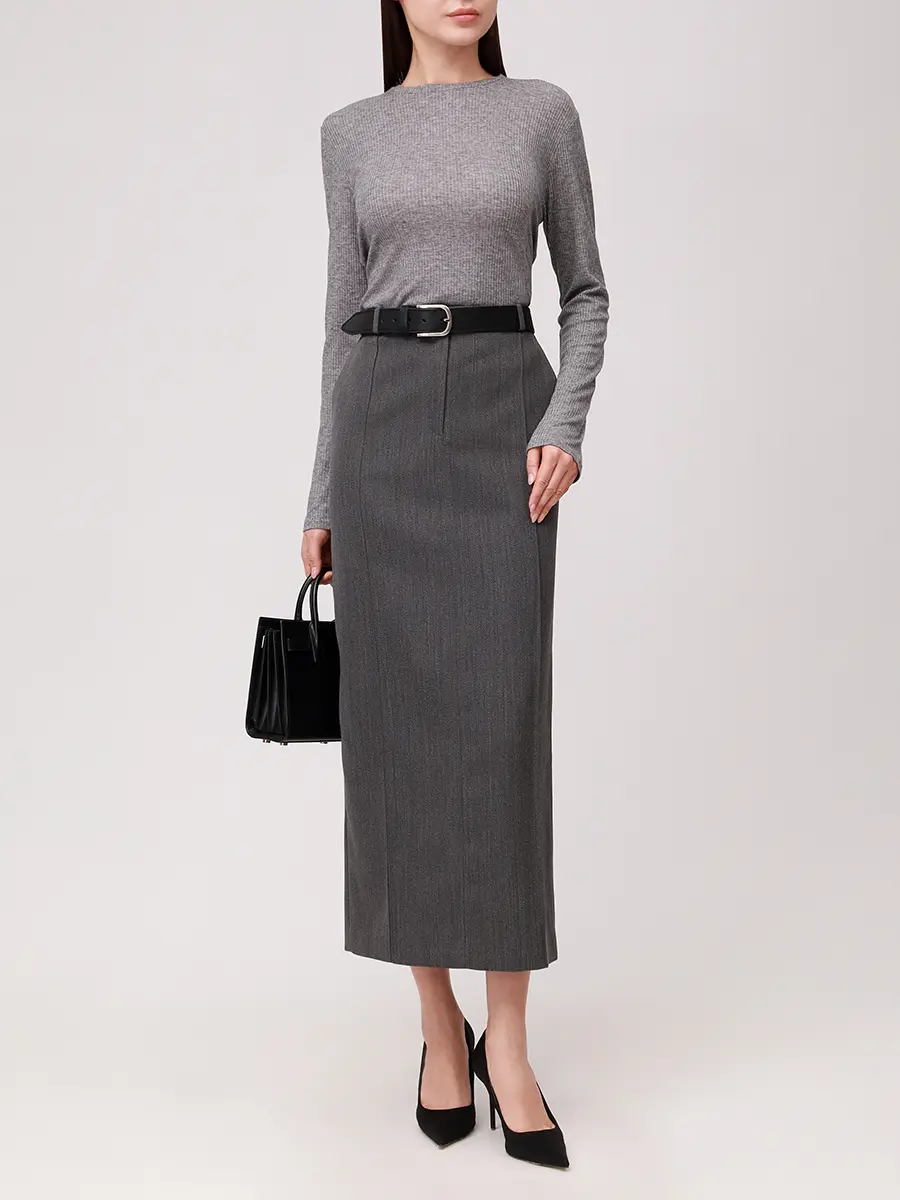 Лонгслив из вискозы и шерсти LOULOU DE SAISON ORTIGIA LDS Серый  Фото 2