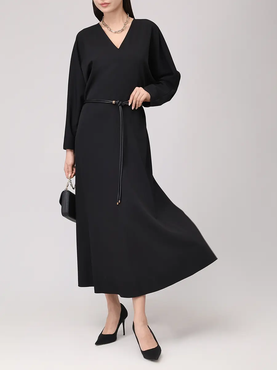 Платье шерстяное AGNONA TR1008U-UW022U-K09 Черный  Фото 2