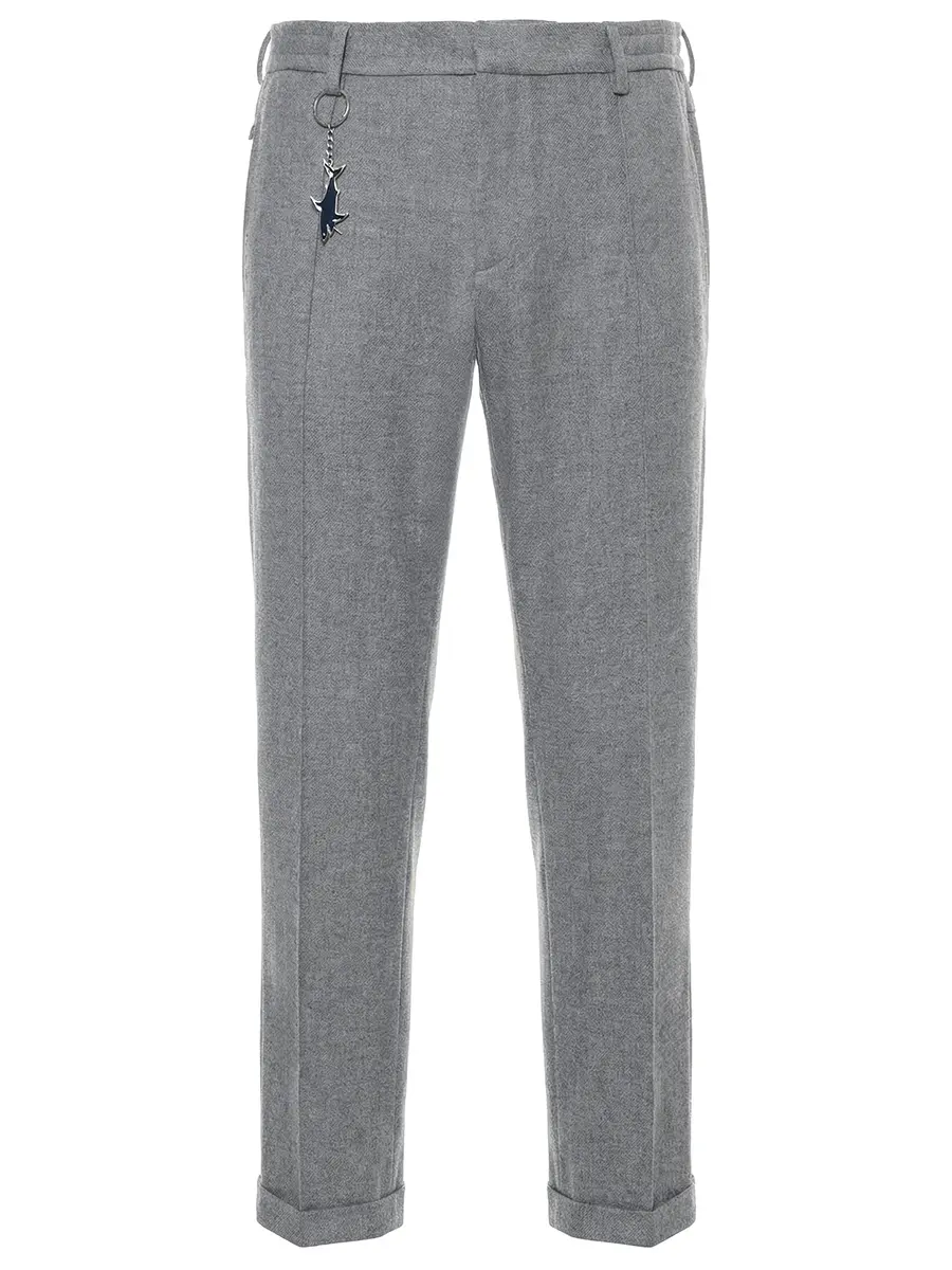 Брюки из шерсти и кашемира PAUL & SHARK 15314051/067 Серый 