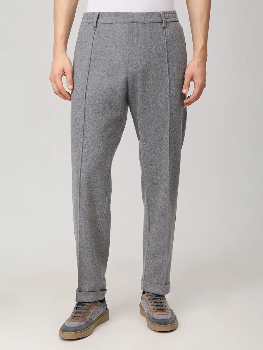 Брюки из шерсти и кашемира PAUL & SHARK 15314051/067 Серый  Фото 4