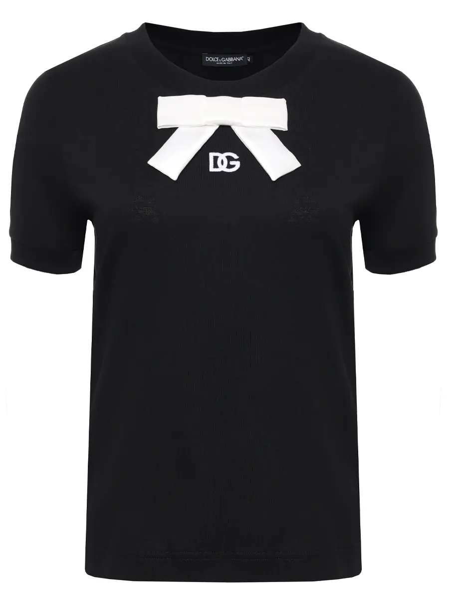 Футболка хлопковая DOLCE & GABBANA F8N08Z GDC6K N0000 Черный 