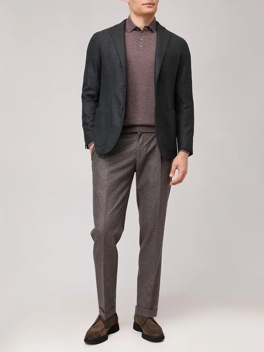 

Поло из шерсти и шелка, Коричневый, BU 7000/25250/1539043503/0170