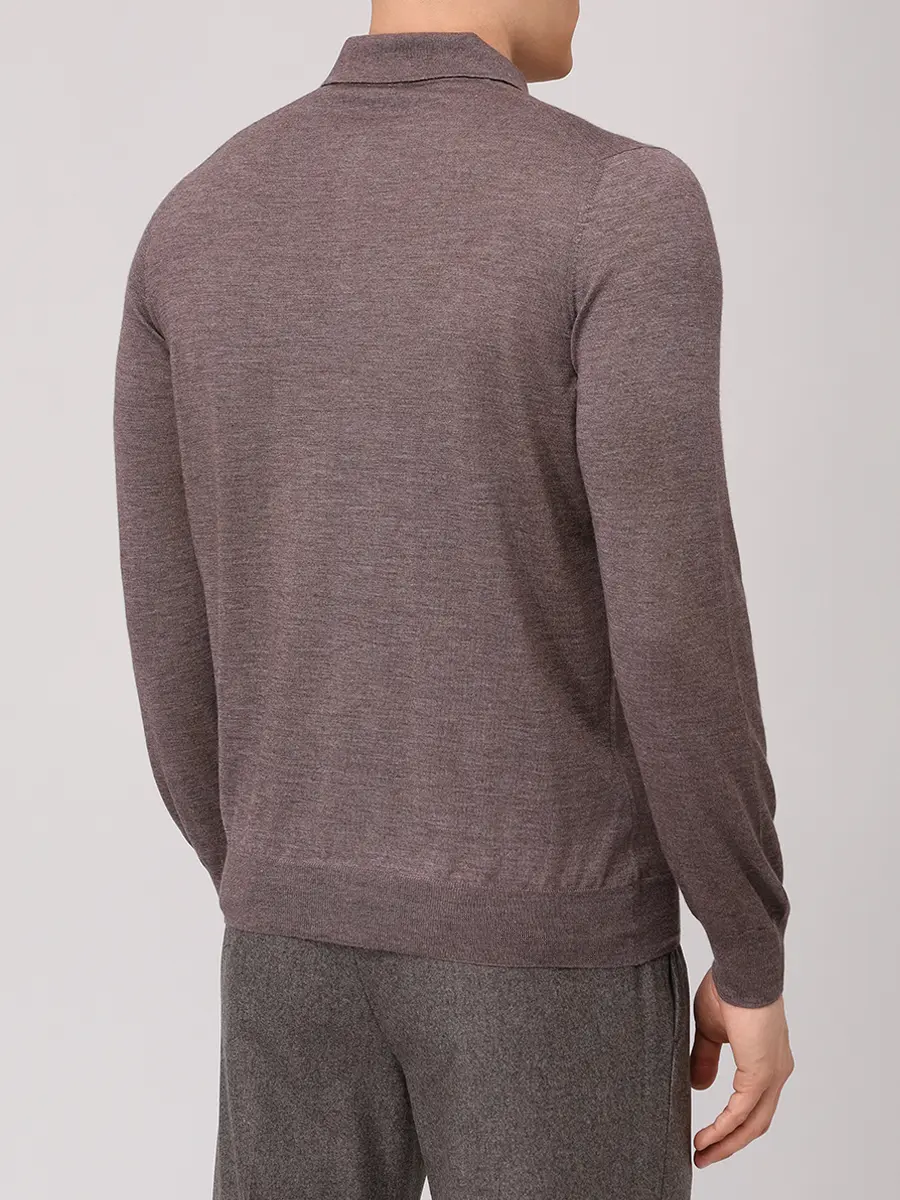 Поло из шерсти и шелка BARBA NAPOLI BU 7000/25250/1539043503/0170 Коричневый  Фото 3