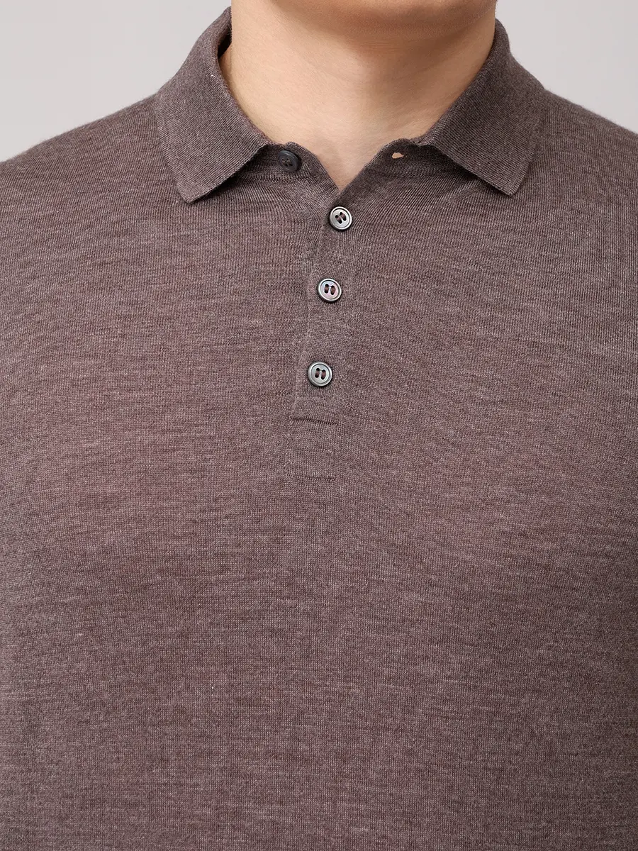 Поло из шерсти и шелка BARBA NAPOLI BU 7000/25250/1539043503/0170 Коричневый  Фото 5