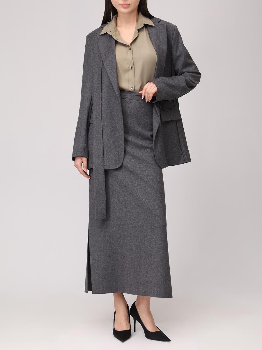 Юбка из шерсти и вискозы ANTONELLI FIRENZE P8236-875B-909 Серый  Фото 2