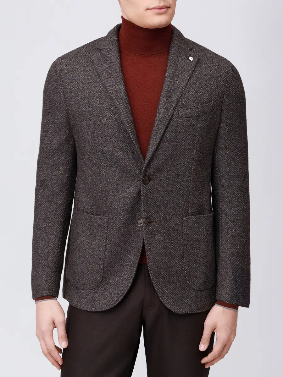 Пиджак из шерсти и хлопка L.B.M. 1911 55515/2/2887 Коричневый  Фото 4