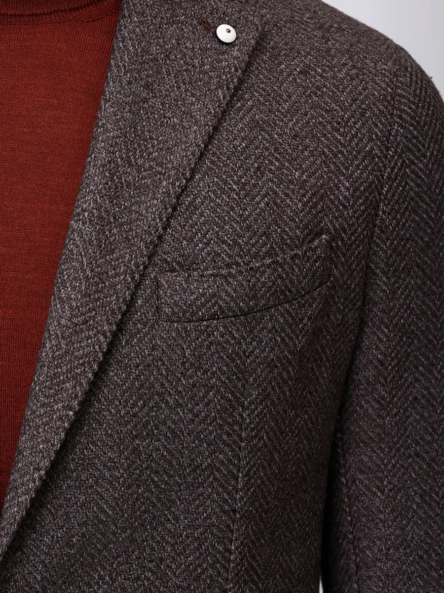 Пиджак из шерсти и хлопка L.B.M. 1911 55515/2/2887 Коричневый  Фото 5