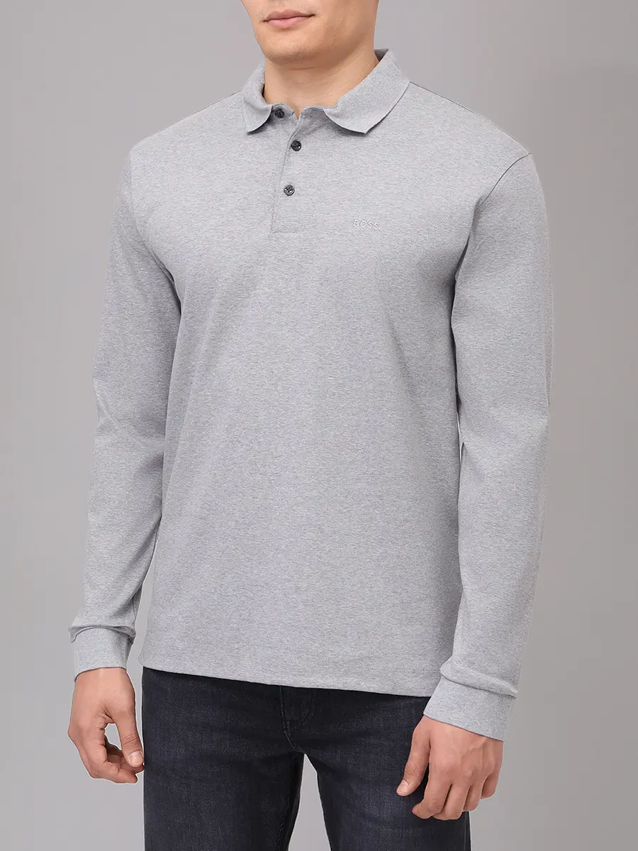 Поло хлопковое BOSS 50468392/041 Серый  Фото 4
