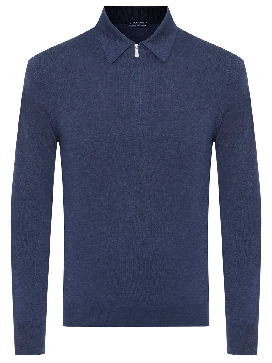 Поло из шерсти и шелка BARBA NAPOLI BU 7000/25245/1319057537/0594 Синий 